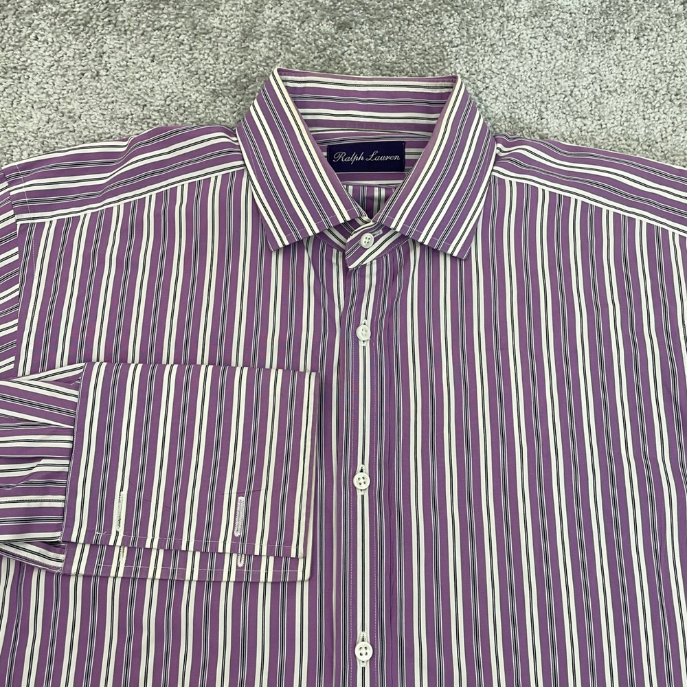 Ralph Lauren Purple Label Shirt Mens 16.5 Striped Button-Down Italian Made